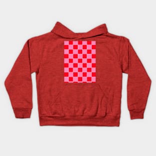 Pink and Red Grid Kids Hoodie